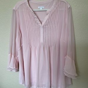 Charter club blush top. Pintucked neck,Armhole to armhole- 29in; length- 30.5in.